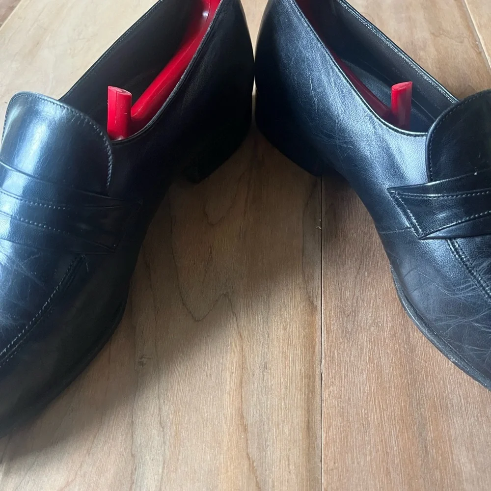 Bally Black Leather Slip-On Loafers